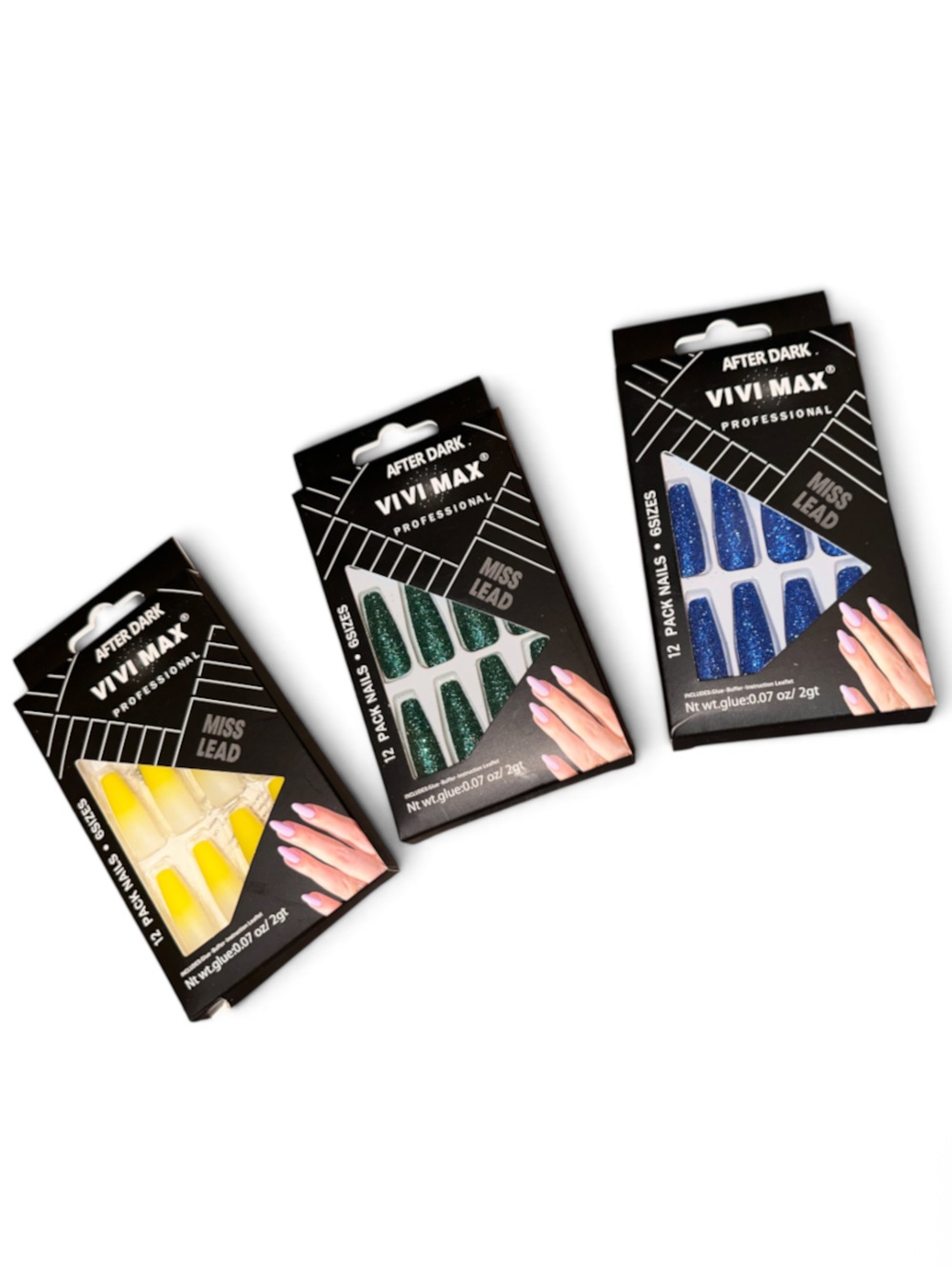 Miss Lead Acrylic Press-On Nails - Yellow, Green & Blue